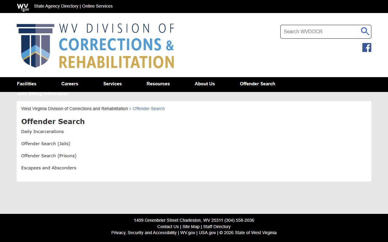 Jefferson County inmate population WVDCR offender search hub